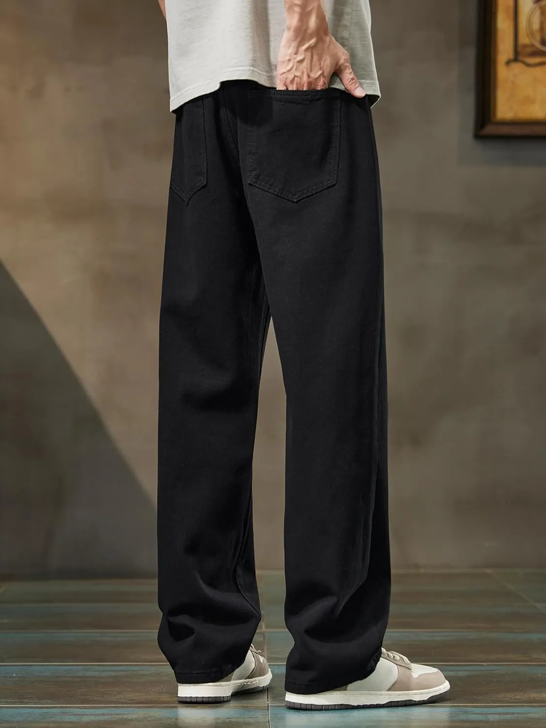 Men's Baggy Jeans Loose Fit Y2k Skater Denim Pants Straight Leg Hip Hop Trousers