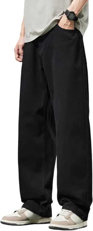 Men's Baggy Jeans Loose Fit Y2k Skater Denim Pants Straight Leg Hip Hop Trousers