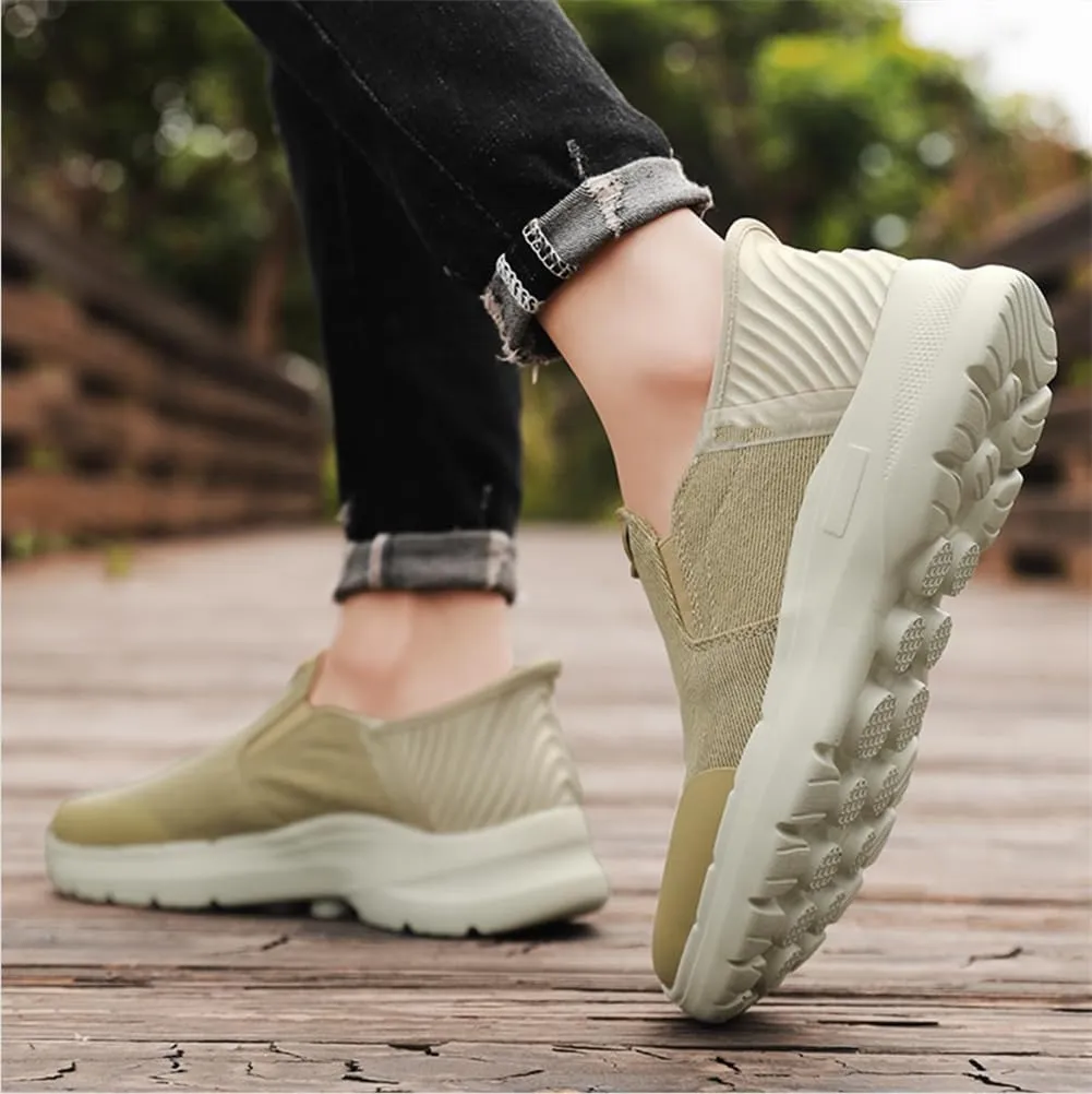 Men's Canvas Slip On Platform Anti-Slip Hiking Sneakers Fashionable Breathable Leisure Flat Retro Comfortable Shoes