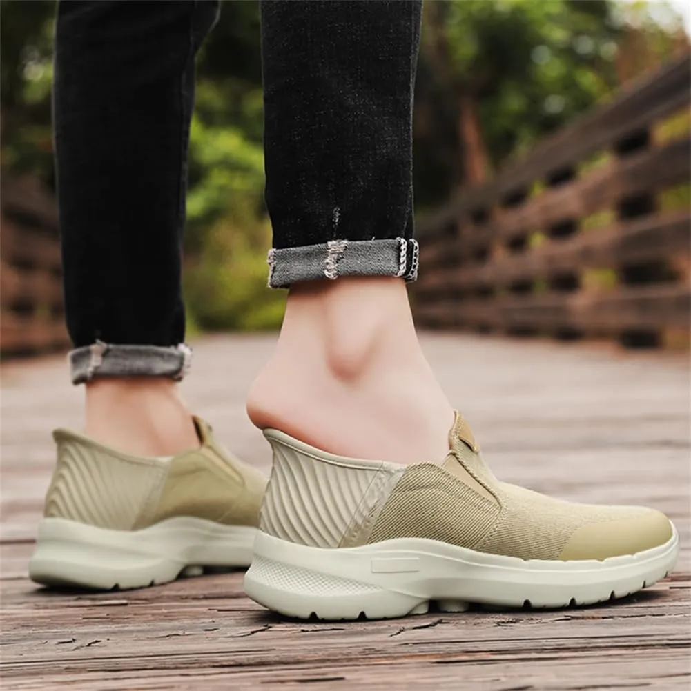Men's Canvas Slip On Platform Anti-Slip Hiking Sneakers Fashionable Breathable Leisure Flat Retro Comfortable Shoes