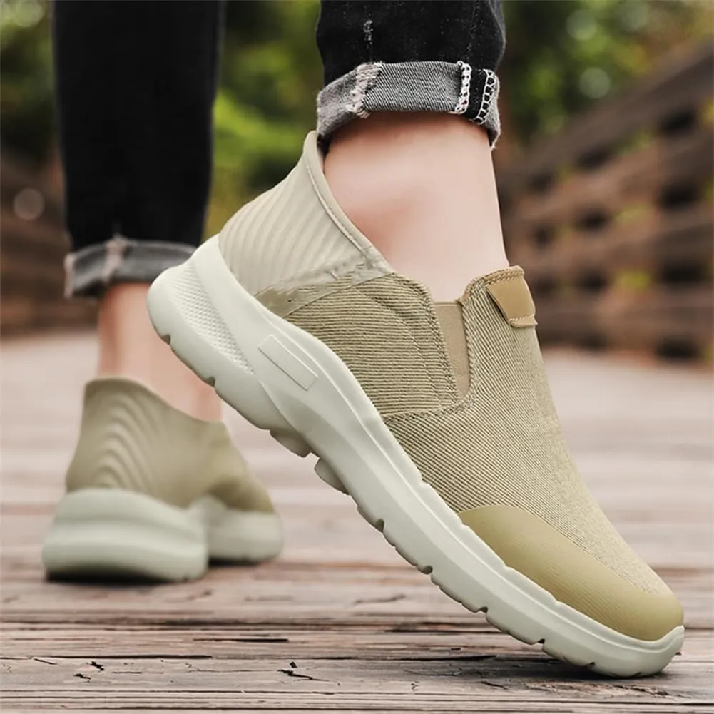 Men's Canvas Slip On Platform Anti-Slip Hiking Sneakers Fashionable Breathable Leisure Flat Retro Comfortable Shoes