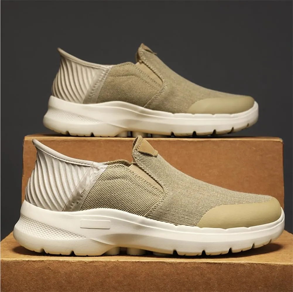 Men's Canvas Slip On Platform Anti-Slip Hiking Sneakers Fashionable Breathable Leisure Flat Retro Comfortable Shoes