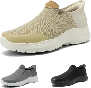 Men's Canvas Slip On Platform Anti-Slip Hiking Sneakers Fashionable Breathable Leisure Flat Retro Comfortable Shoes