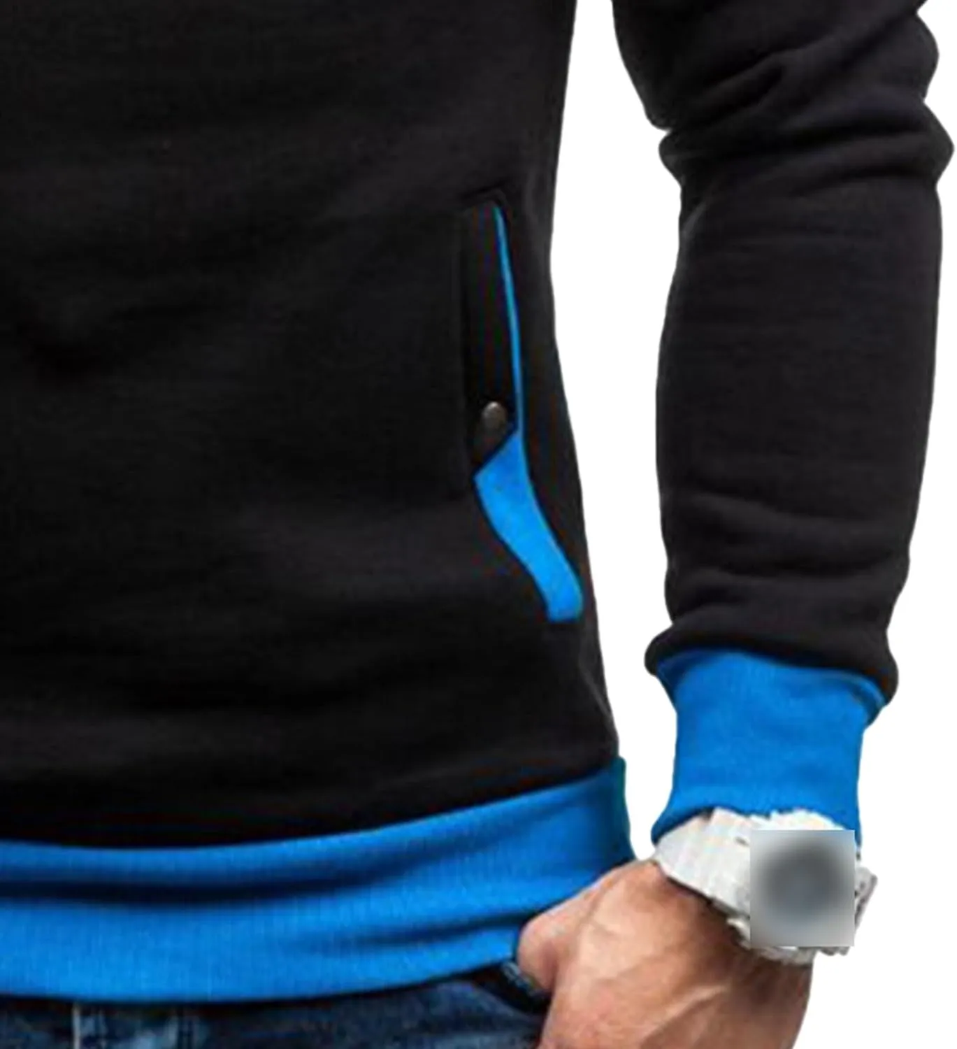 Men's Diagonal Zipper Hoodie Heavyweight Fleece Sweatshirts With Hood Long Sleeve Male Cotton Hoodie