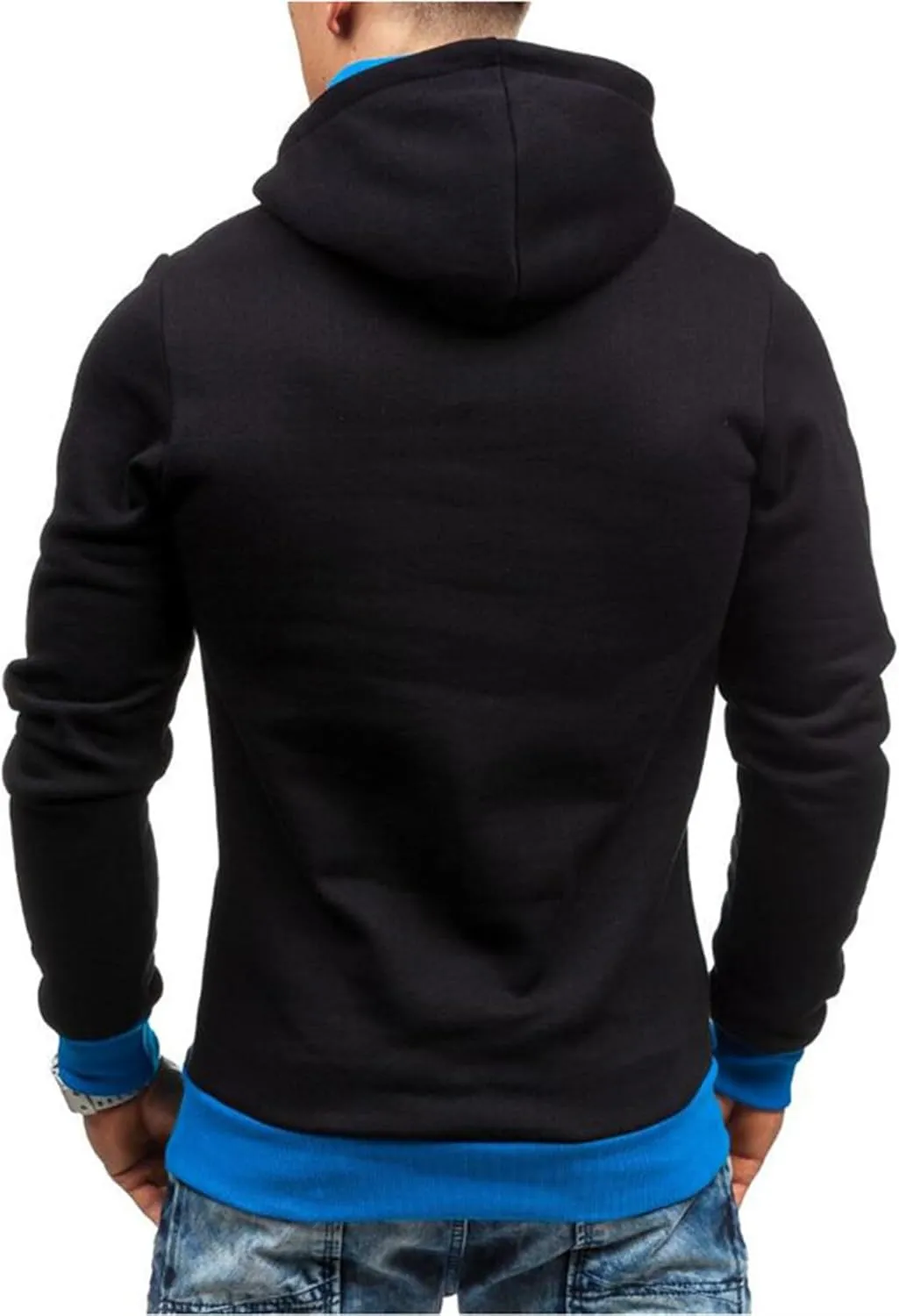 Men's Diagonal Zipper Hoodie Heavyweight Fleece Sweatshirts With Hood Long Sleeve Male Cotton Hoodie