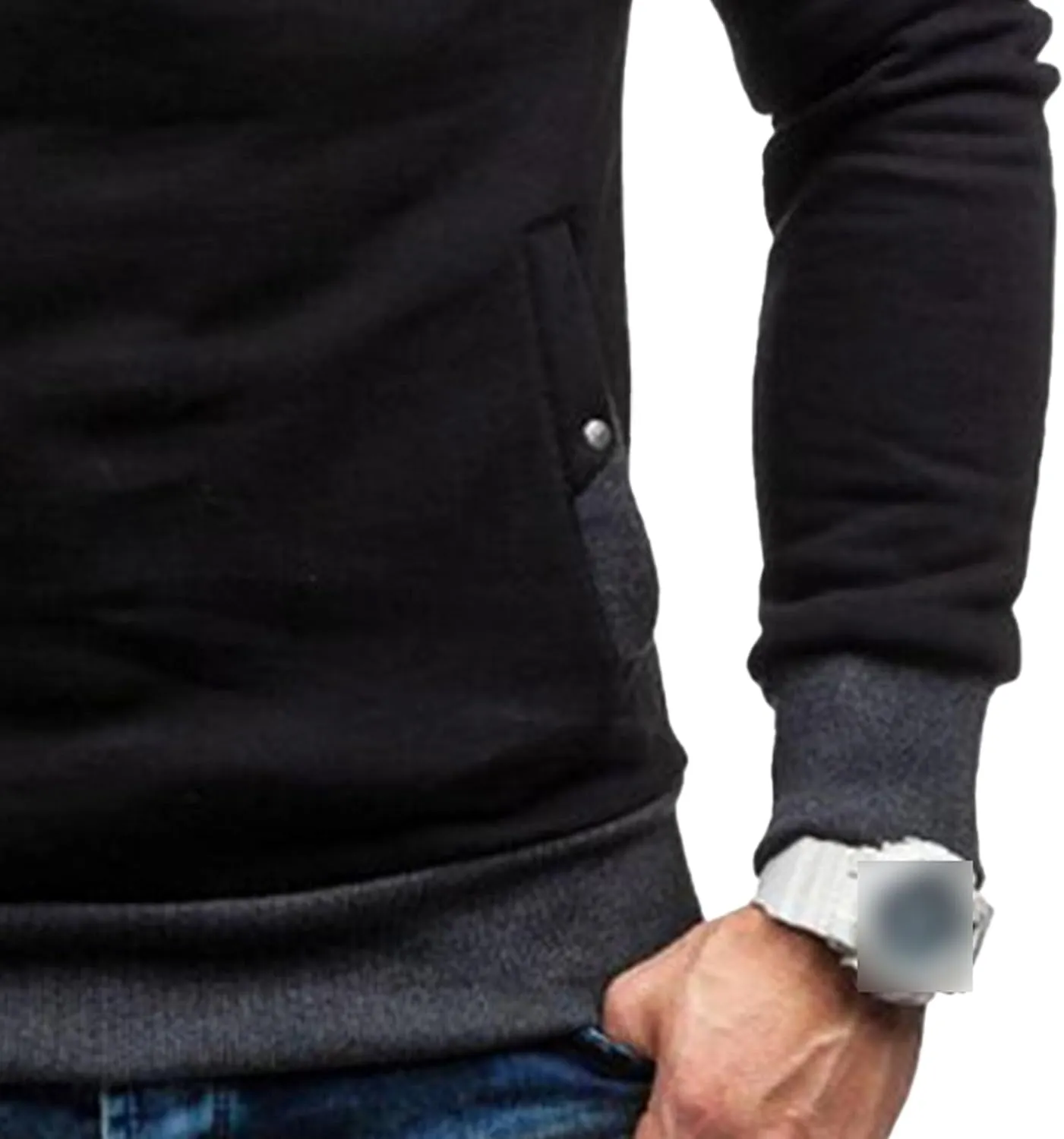 Men's Diagonal Zipper Hoodie Heavyweight Fleece Sweatshirts With Hood Long Sleeve Male Cotton Hoodie