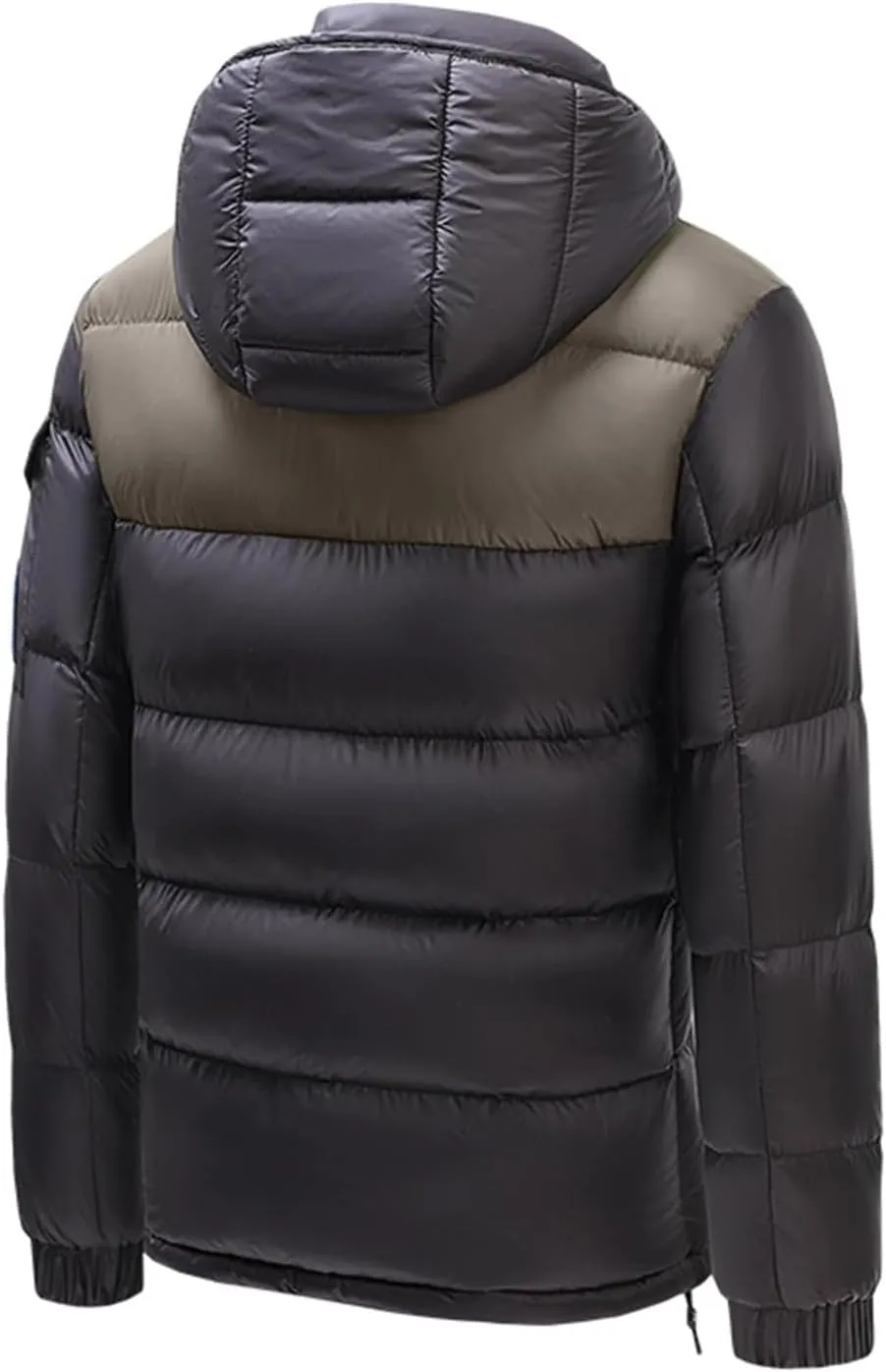 Men's Hooded Puffer Jacket Winter Coat Warm Thickened Zip Up Quilted Padded Jackets with Pockets