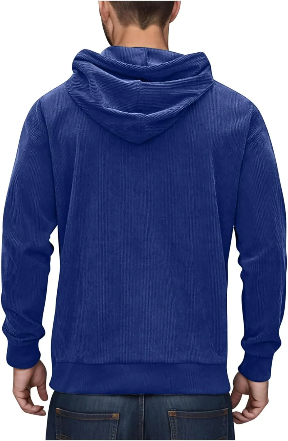 Mens Hooded Sweatshirt Long Sleeve Casual Corduroy Drawstring Pullover Hoodies with Pocket,2024 Tall and Big Tops
