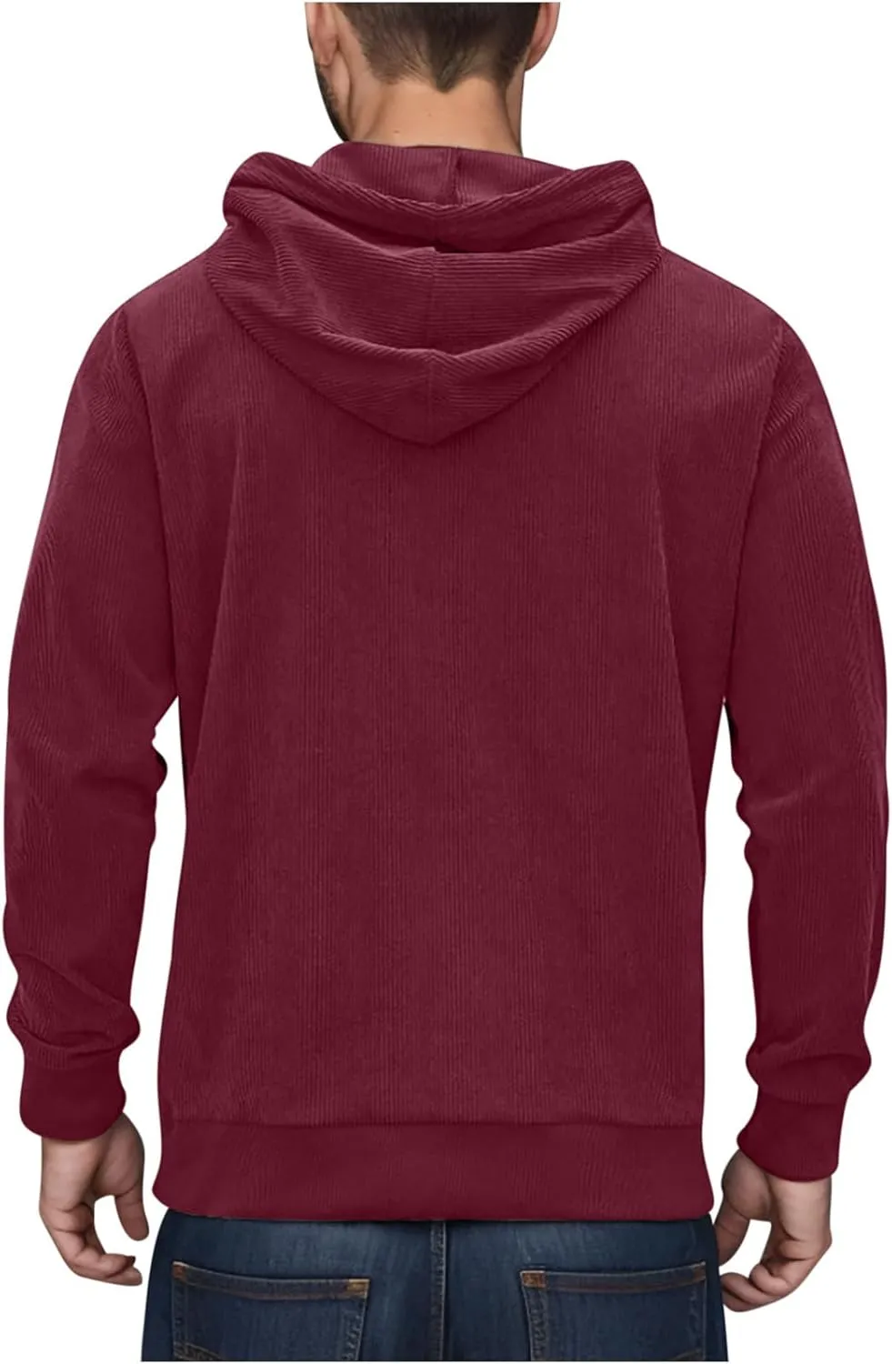 Mens Hooded Sweatshirt Long Sleeve Casual Corduroy Drawstring Pullover Hoodies with Pocket,2024 Tall and Big Tops