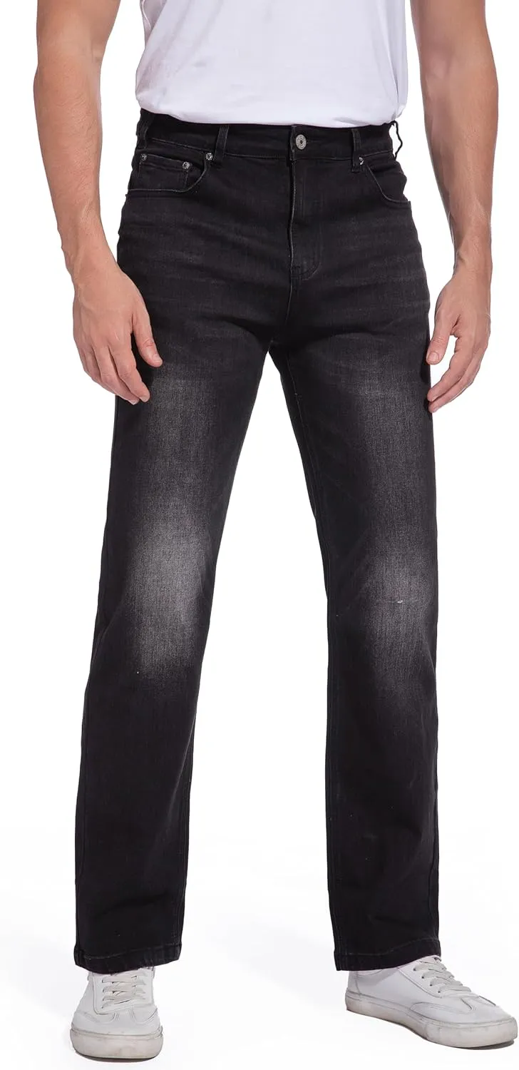 Men's Jeans Regular Fit High Waist Straight Stretch Cotton Jeans 5 Pocket