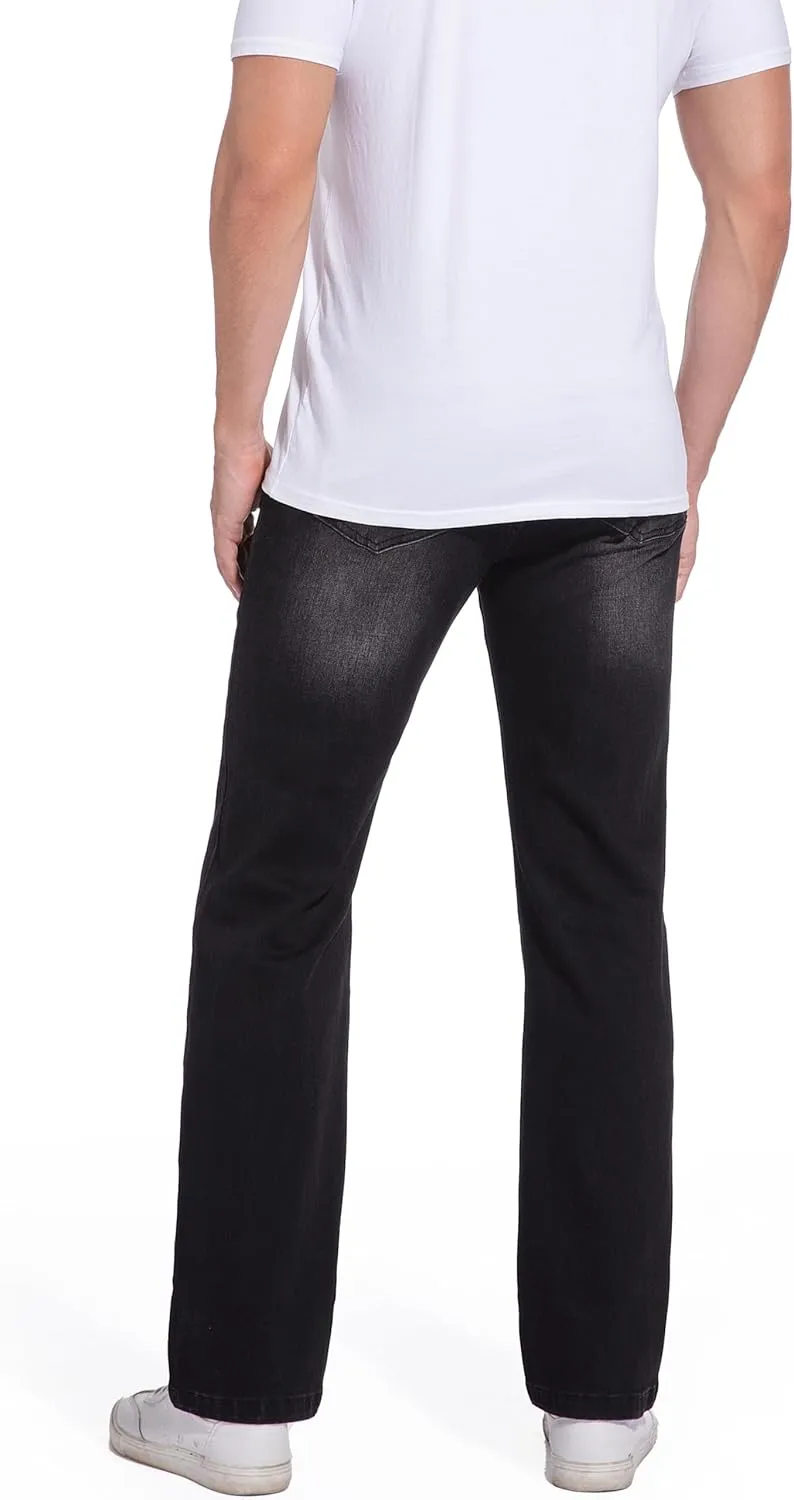 Men's Jeans Regular Fit High Waist Straight Stretch Cotton Jeans 5 Pocket
