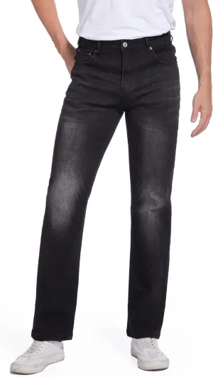 Men's Jeans Regular Fit High Waist Straight Stretch Cotton Jeans 5 Pocket