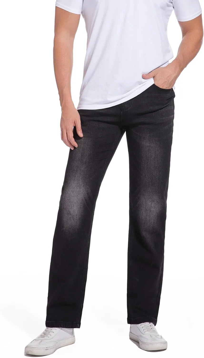 Men's Jeans Regular Fit High Waist Straight Stretch Cotton Jeans 5 Pocket
