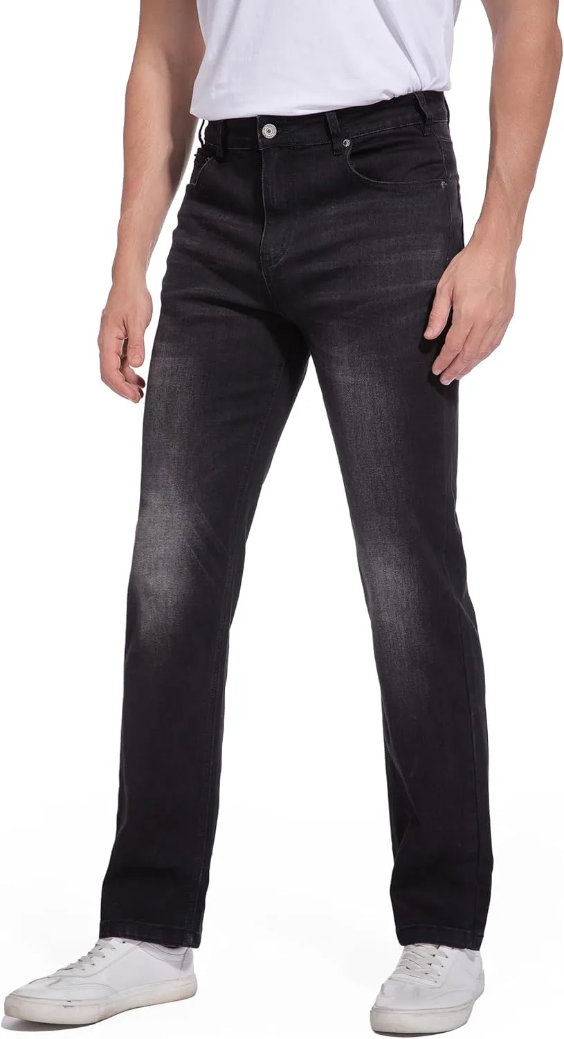 Men's Jeans Regular Fit High Waist Straight Stretch Cotton Jeans 5 Pocket