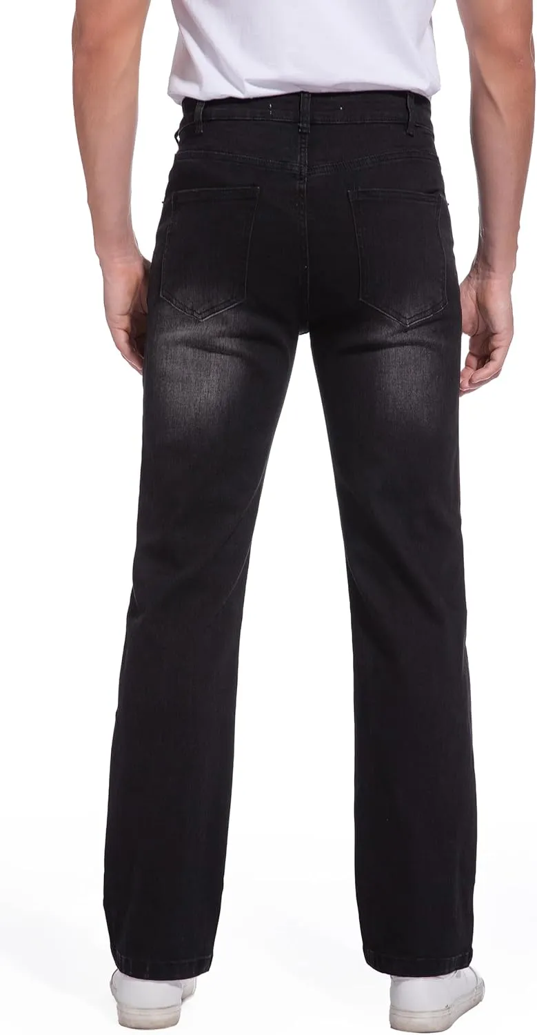 Men's Jeans Regular Fit High Waist Straight Stretch Cotton Jeans 5 Pocket