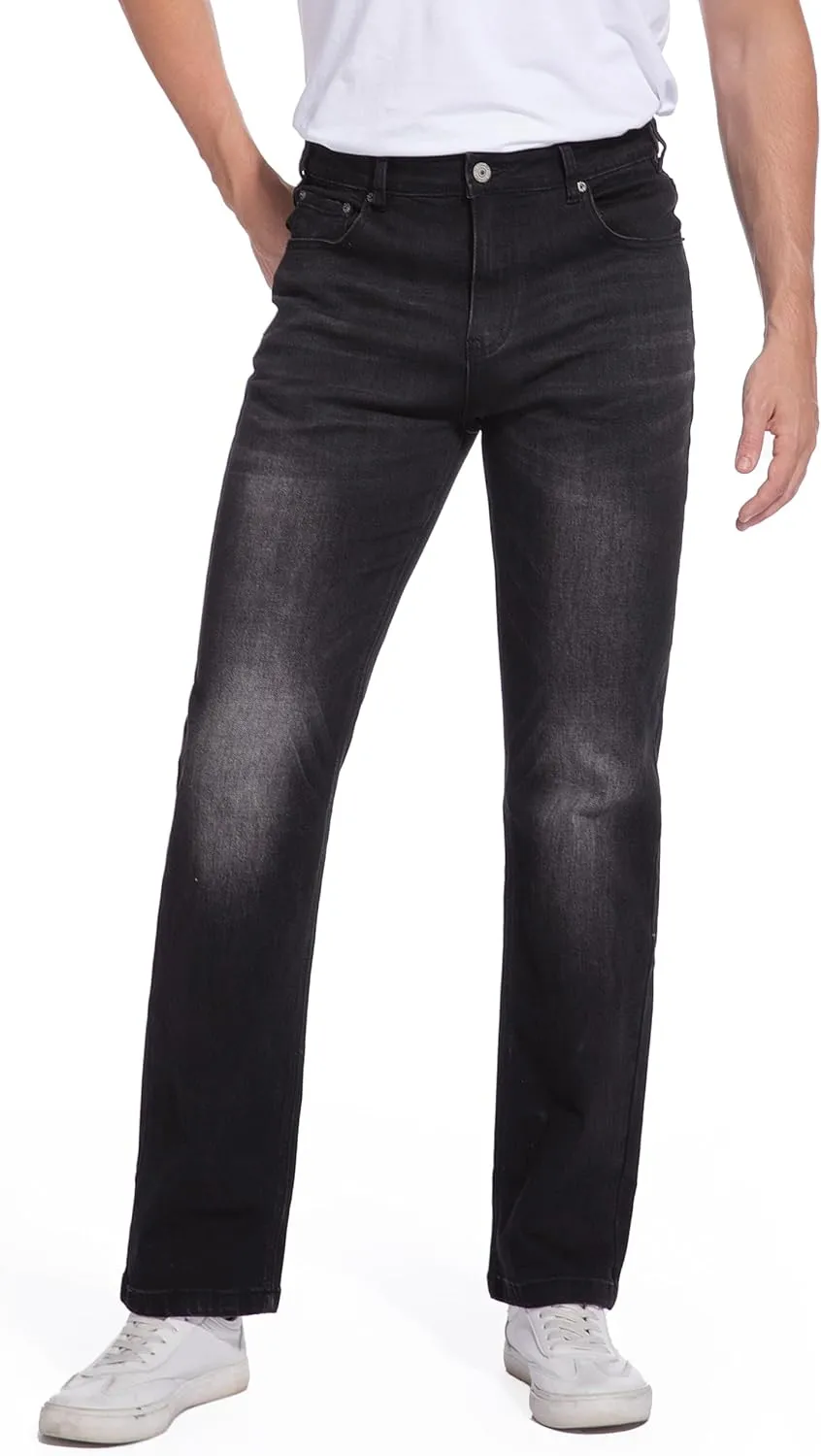 Men's Jeans Regular Fit High Waist Straight Stretch Cotton Jeans 5 Pocket