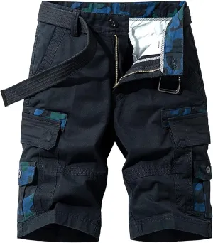 Men's Relaxed Fit Outdoor Jean Trunk Cotton Twill Lightweight Cargo Shorts Zipper Pockets Solid Hiking Short Pants