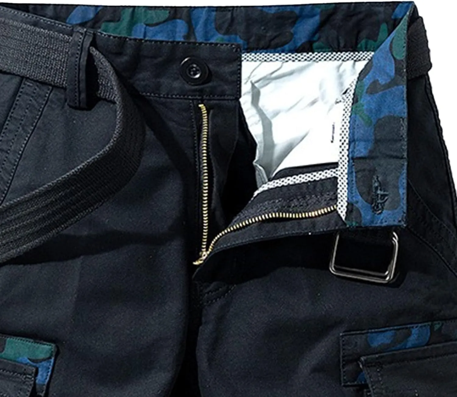 Men's Relaxed Fit Outdoor Jean Trunk Cotton Twill Lightweight Cargo Shorts Zipper Pockets Solid Hiking Short Pants