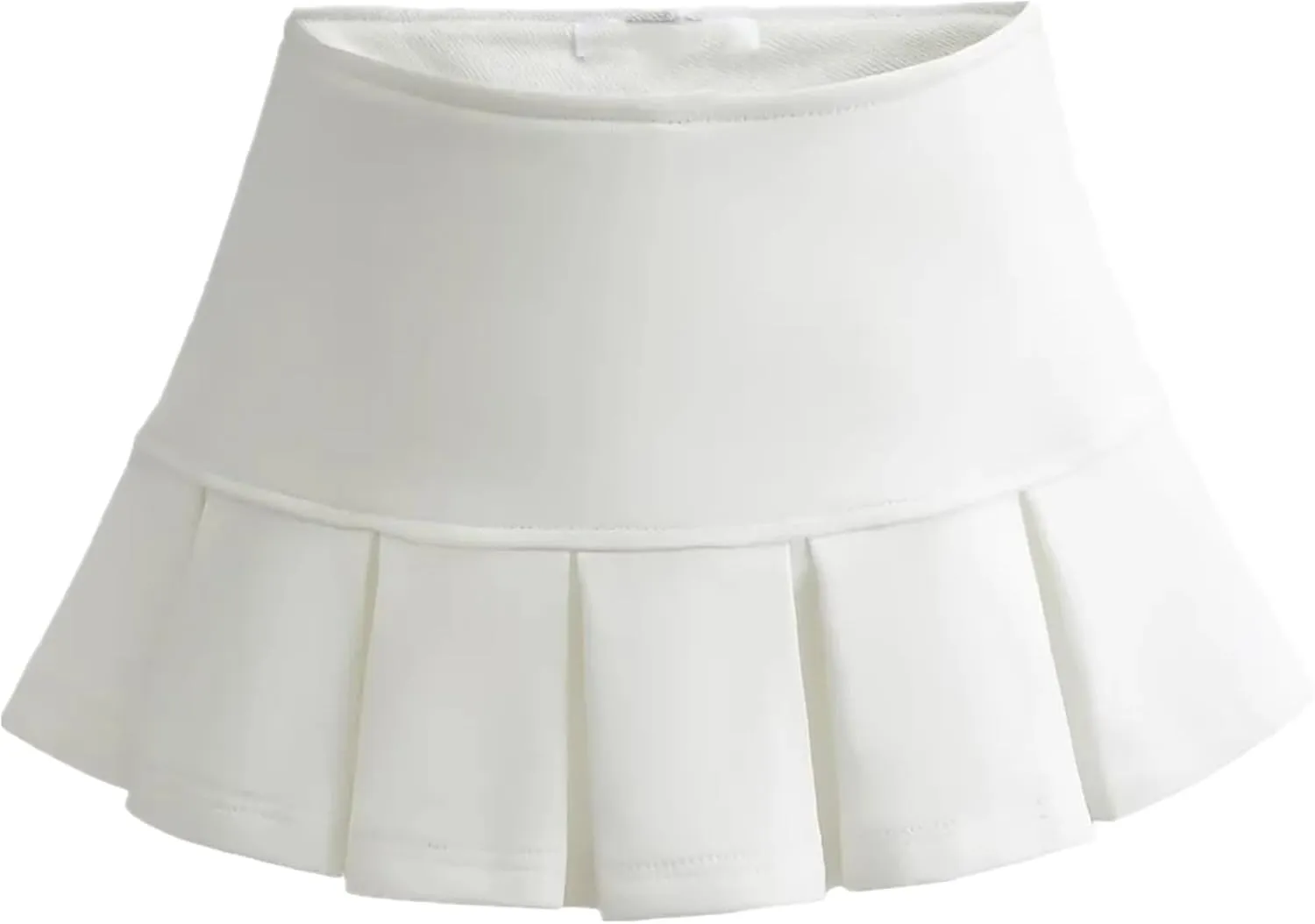 Mini Pleated Skirts for Women, Y2K High Waist Stretchy Tennis Skater A-Line Short Skirt with Shorts Underneath. White