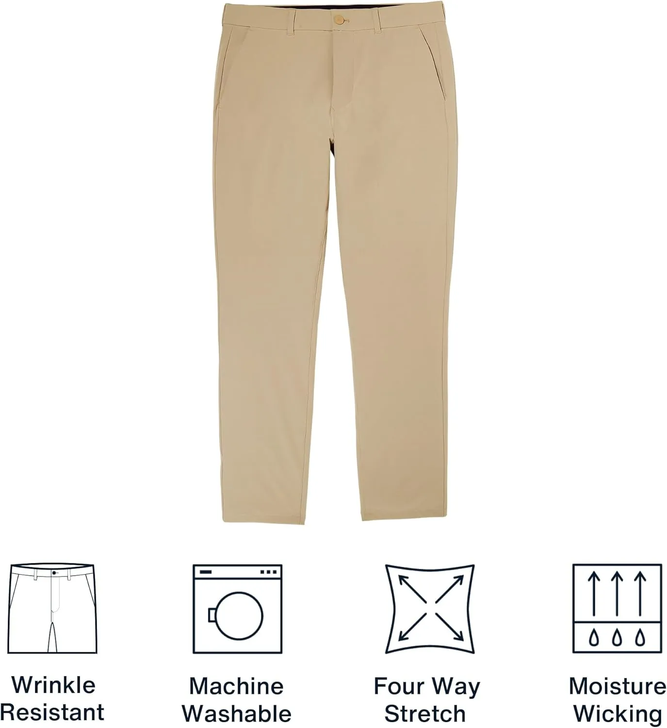 Mizzen Main Men's Helmsman Chino Pant, Athletic Tapered Fit, Wrinkle-Resistant, Moisture Wicking, Four-Way Stretch