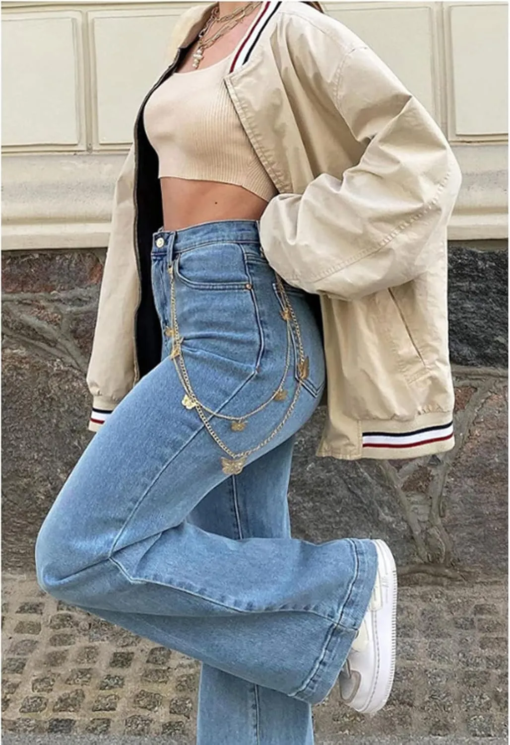 Mxiqqpltky Women's Bootcut Flare Jeans Mid Waist Stretch Straight Leg Skinny Bell Bottom Boyfriend Denim Pants Y2K Streetwear