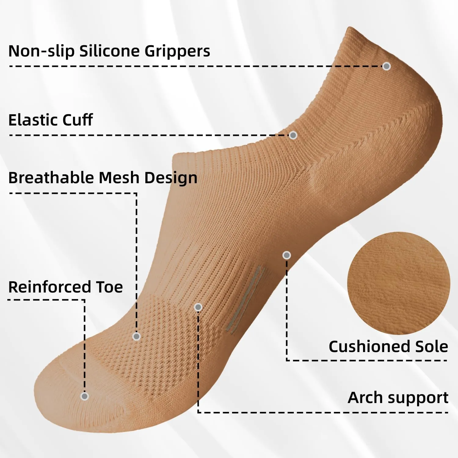 No Show Ankle Socks Cotton Thin,Non Slip Low Cut Socks For Women,Invisible Athletic Sock Running 6/8 Pairs