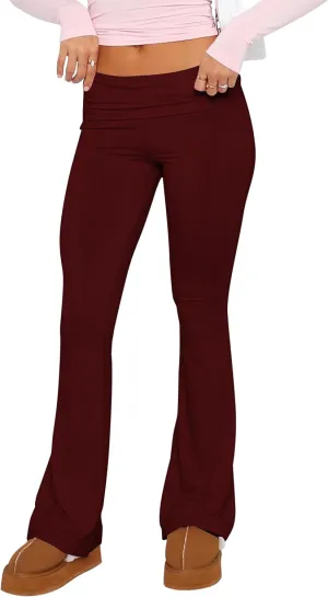NUFIWI Women Skinny Flare Yoga Pants Low Waist Bootcut Bell Bottom Leggings Lounge Jogger Sweatpants Streetwear