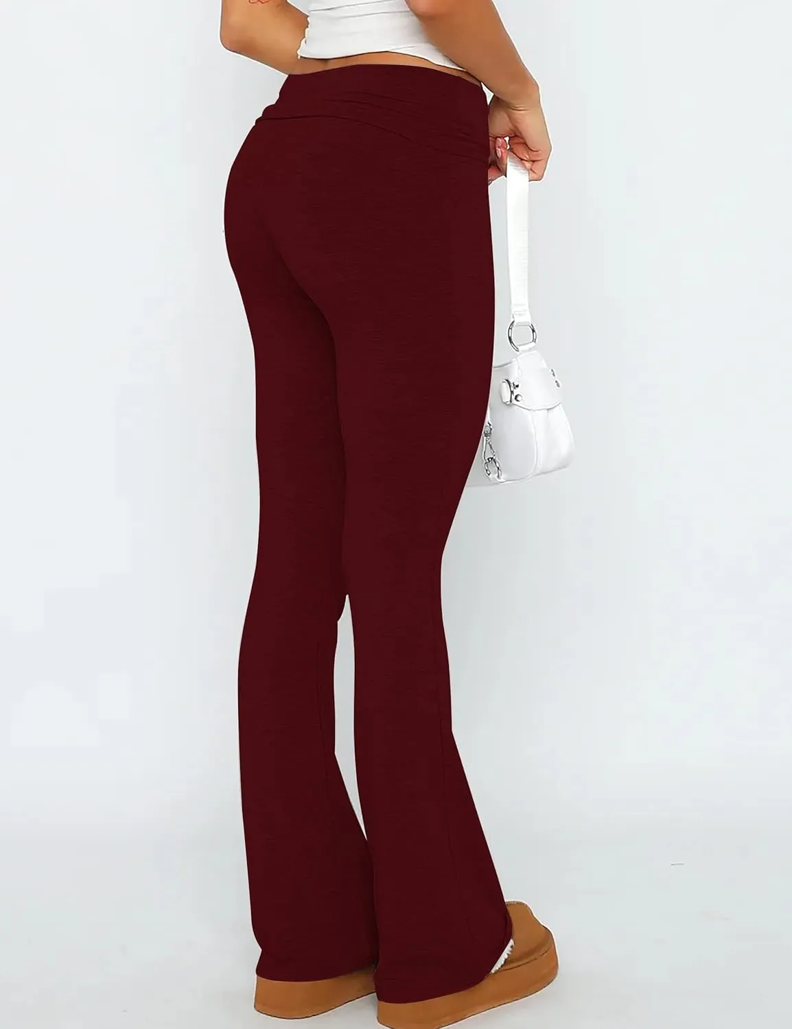 NUFIWI Women Skinny Flare Yoga Pants Low Waist Bootcut Bell Bottom Leggings Lounge Jogger Sweatpants Streetwear
