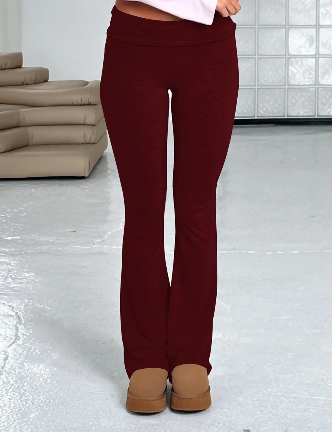 NUFIWI Women Skinny Flare Yoga Pants Low Waist Bootcut Bell Bottom Leggings Lounge Jogger Sweatpants Streetwear