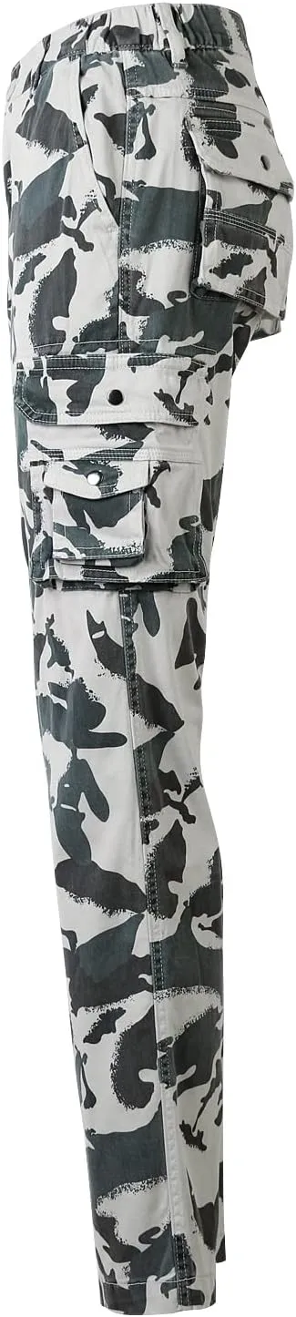 OCHENTA Women's Cotton Stretch Casual Cargo Pants Como Combat Straight Leg with Multi Pockets