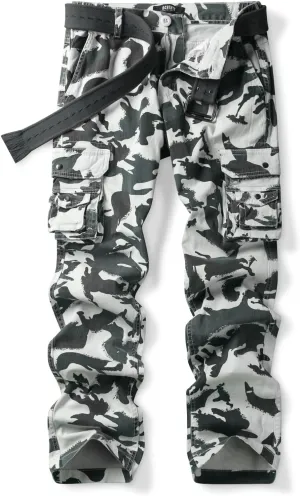 OCHENTA Women's Cotton Stretch Casual Cargo Pants Como Combat Straight Leg with Multi Pockets