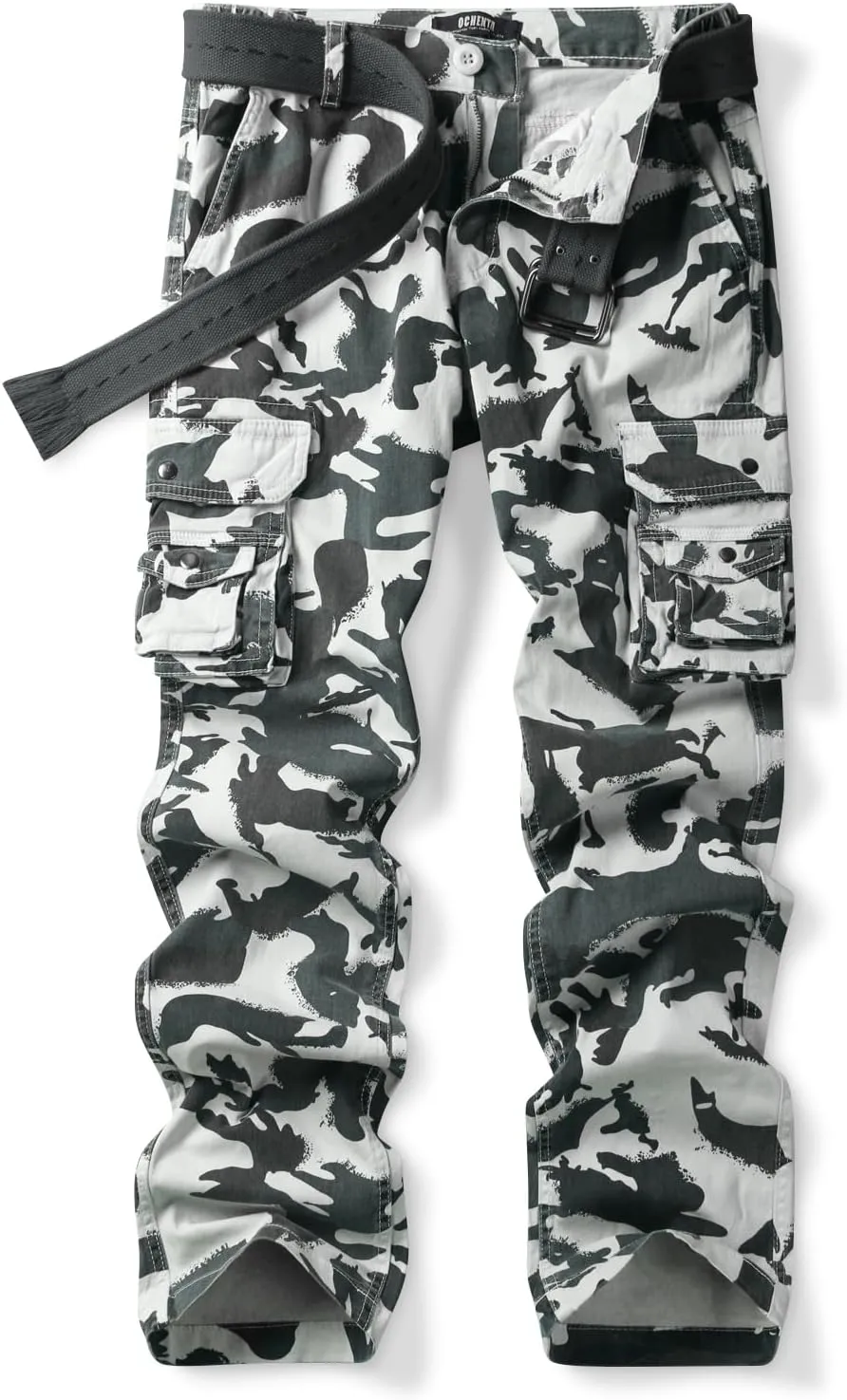 OCHENTA Women's Cotton Stretch Casual Cargo Pants Como Combat Straight Leg with Multi Pockets