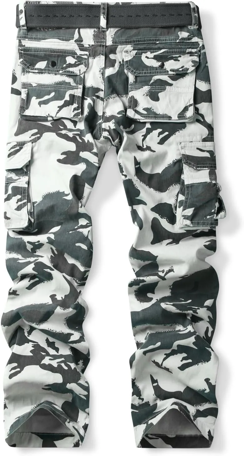 OCHENTA Women's Cotton Stretch Casual Cargo Pants Como Combat Straight Leg with Multi Pockets