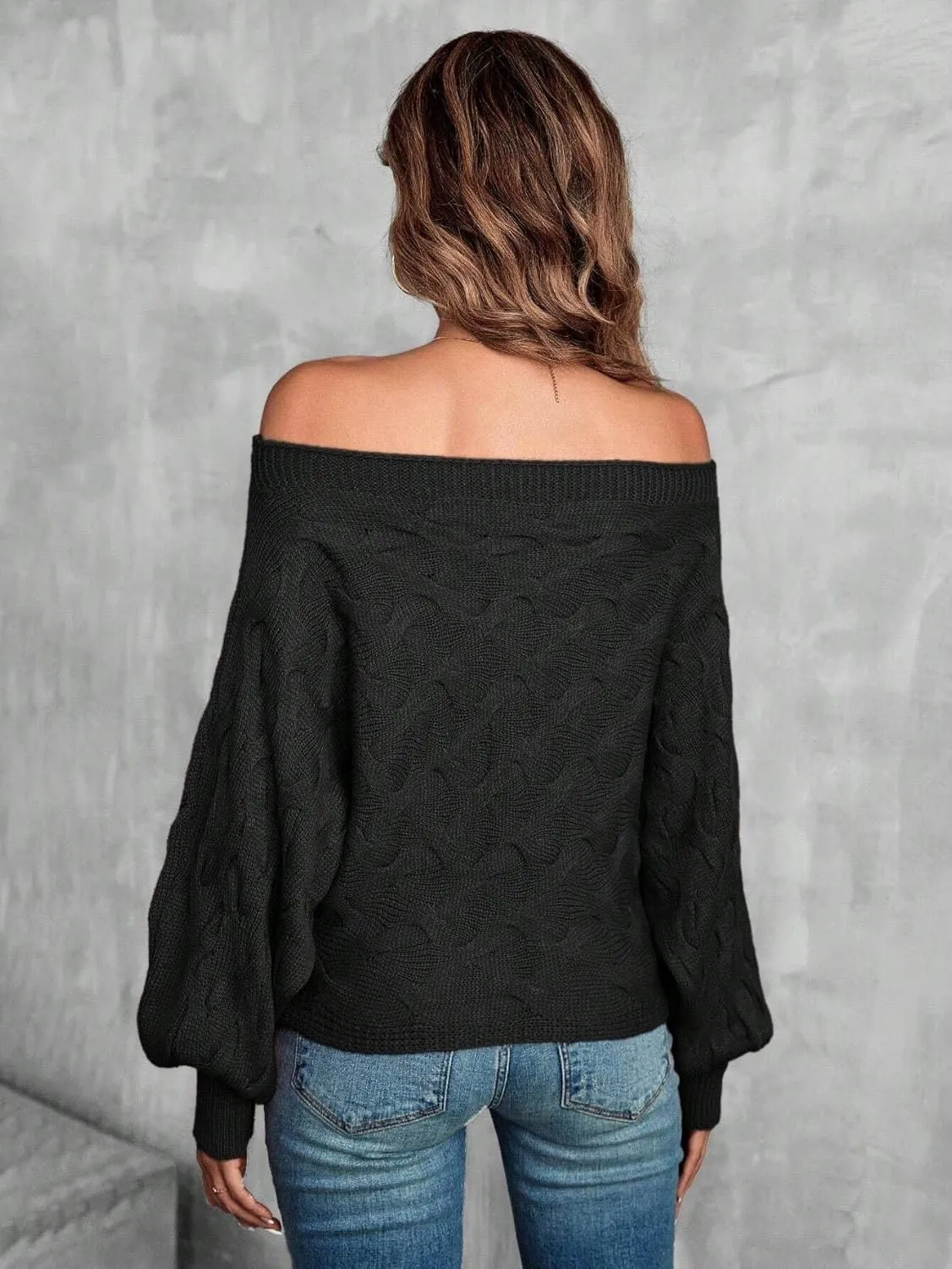 Off The Shoulder Tops for Women，Womens Batwing Sweater,Pullover,Knit Sweater for Women,Going Out Tops,Fall Sweater for Women