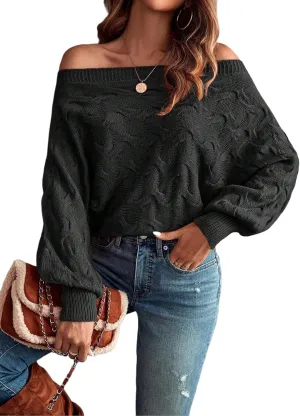 Off The Shoulder Tops for Women，Womens Batwing Sweater,Pullover,Knit Sweater for Women,Going Out Tops,Fall Sweater for Women