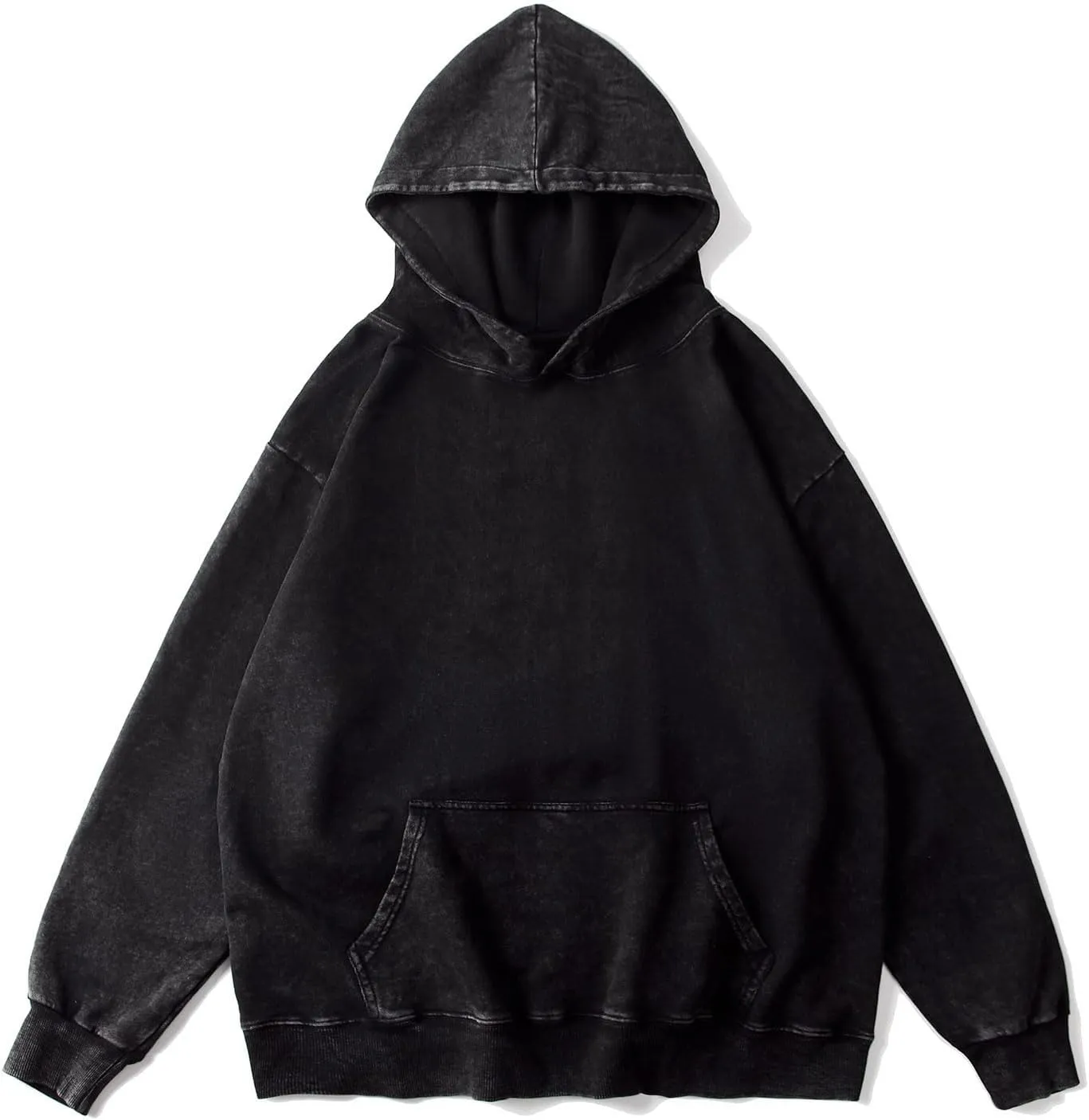 Oversized Acid Wash Vintage Hoodie Men Cotton Heavyweight Baggy Trendy Streetwear Hooded Sweatshirt Basic Pullover
