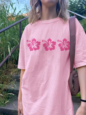 Oversized Graphic Shirts Teen Girls Women Preppy Short Sleeve Crewneck Y2k Floral Tops Aesthetic Summer Baggy Tees