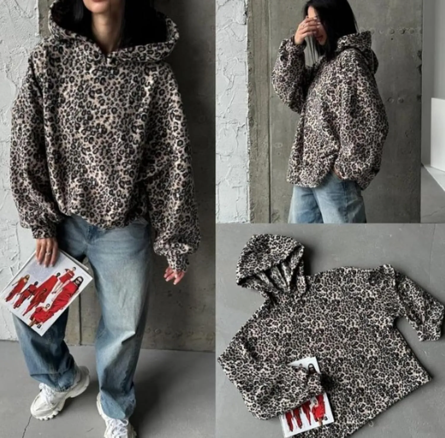 Oversized Leopard Print Hoodie Cheetah Print Hoodies Camo Hoodies Snake Hooded Y2k Graphic Hoodies