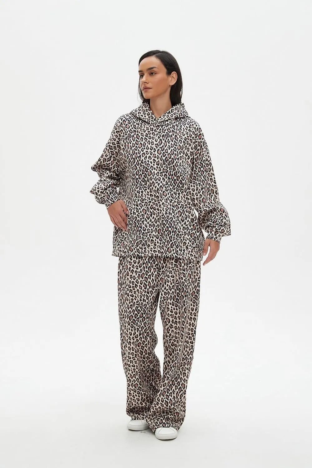 Oversized Leopard Print Hoodie Cheetah Print Streetwear 2000s Pullover Sweatshirt Hooded Y2k Graphic Hoodies