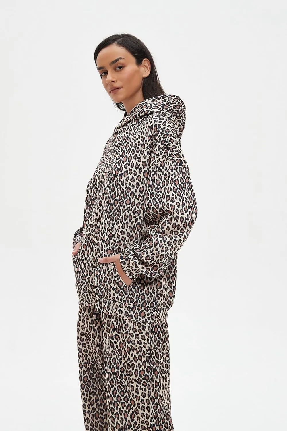 Oversized Leopard Print Hoodie Cheetah Print Streetwear 2000s Pullover Sweatshirt Hooded Y2k Graphic Hoodies