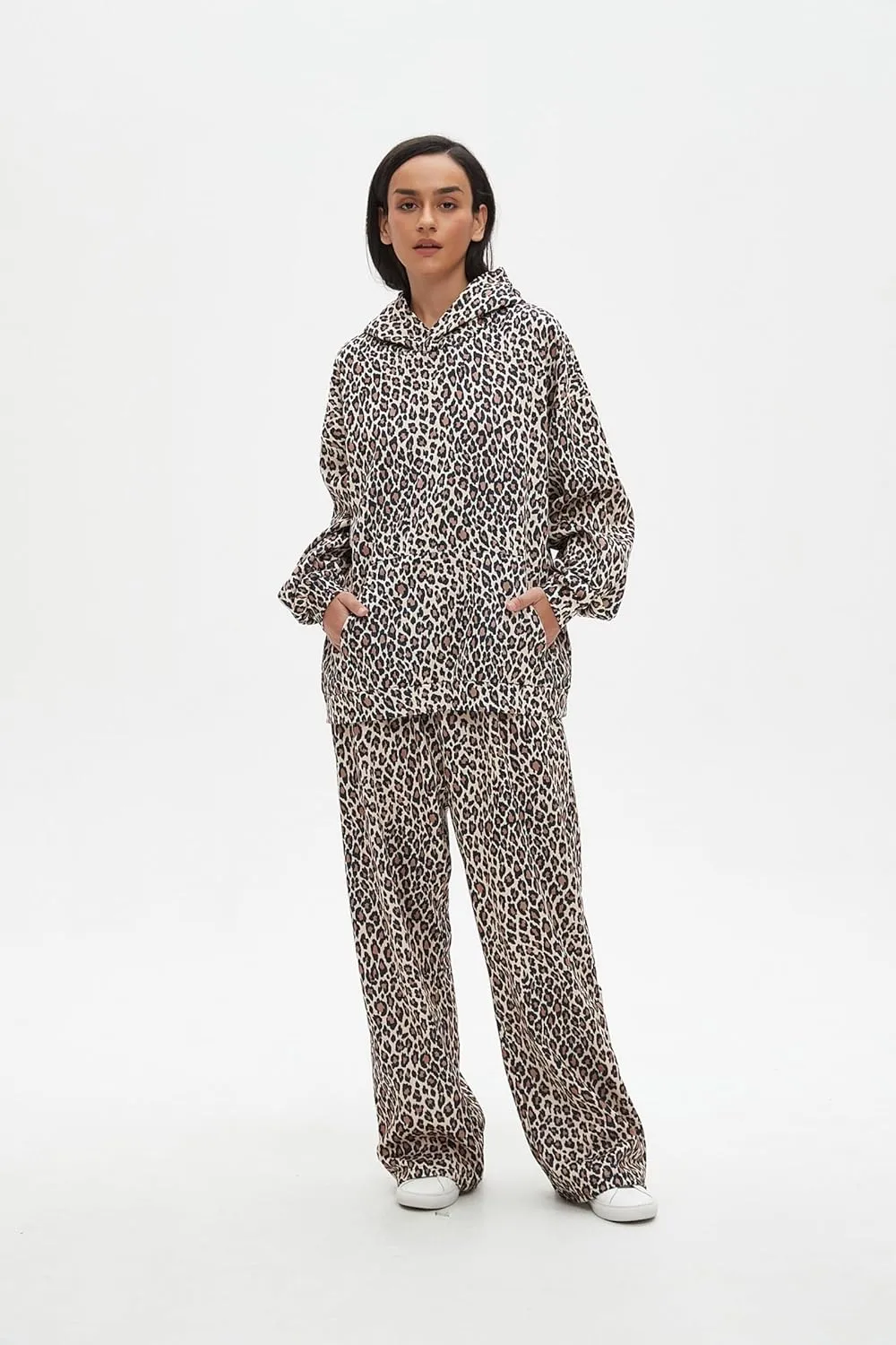 Oversized Leopard Print Hoodie Cheetah Print Streetwear 2000s Pullover Sweatshirt Hooded Y2k Graphic Hoodies