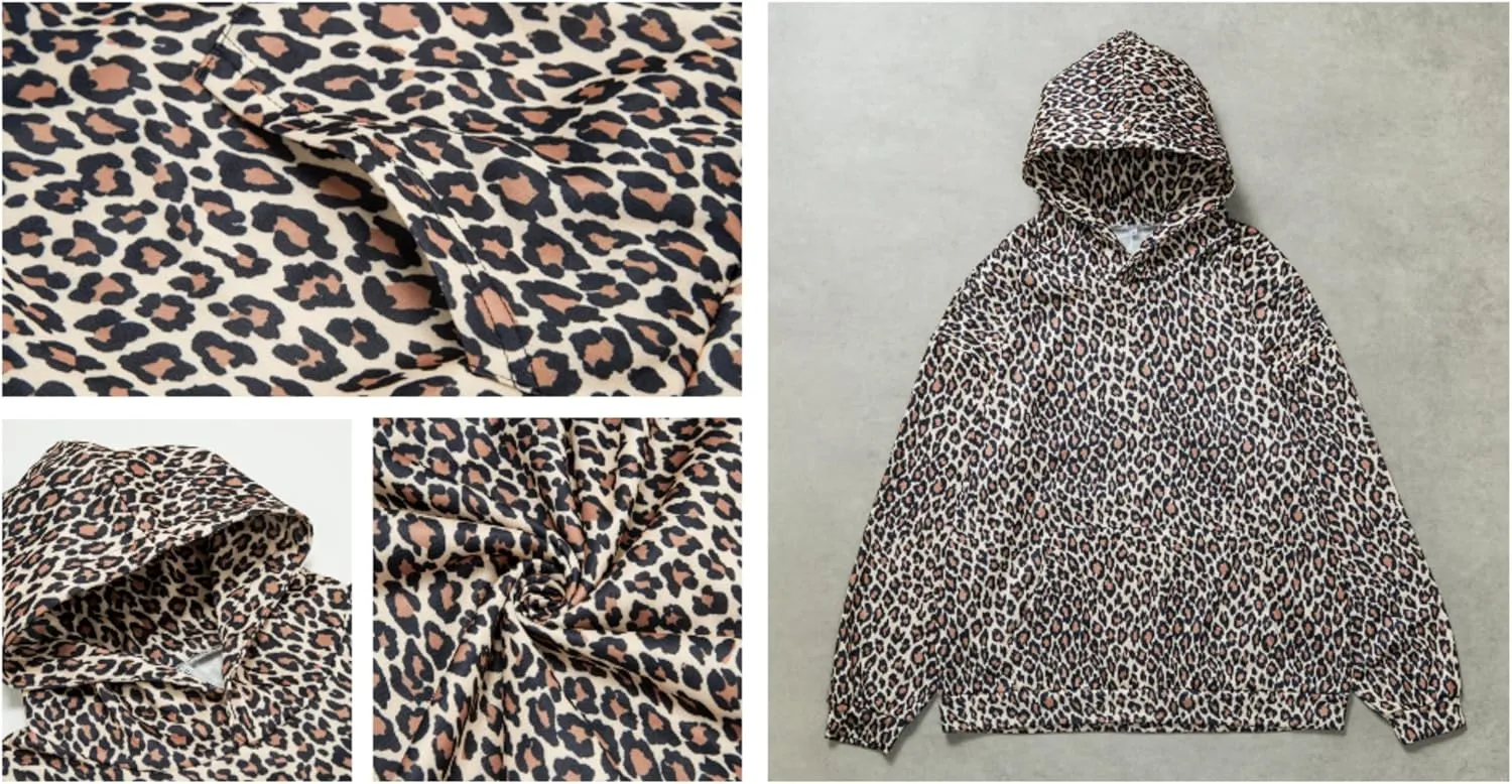 Oversized Leopard Print Hoodie Cheetah Print Streetwear 2000s Pullover Sweatshirt Hooded Y2k Graphic Hoodies