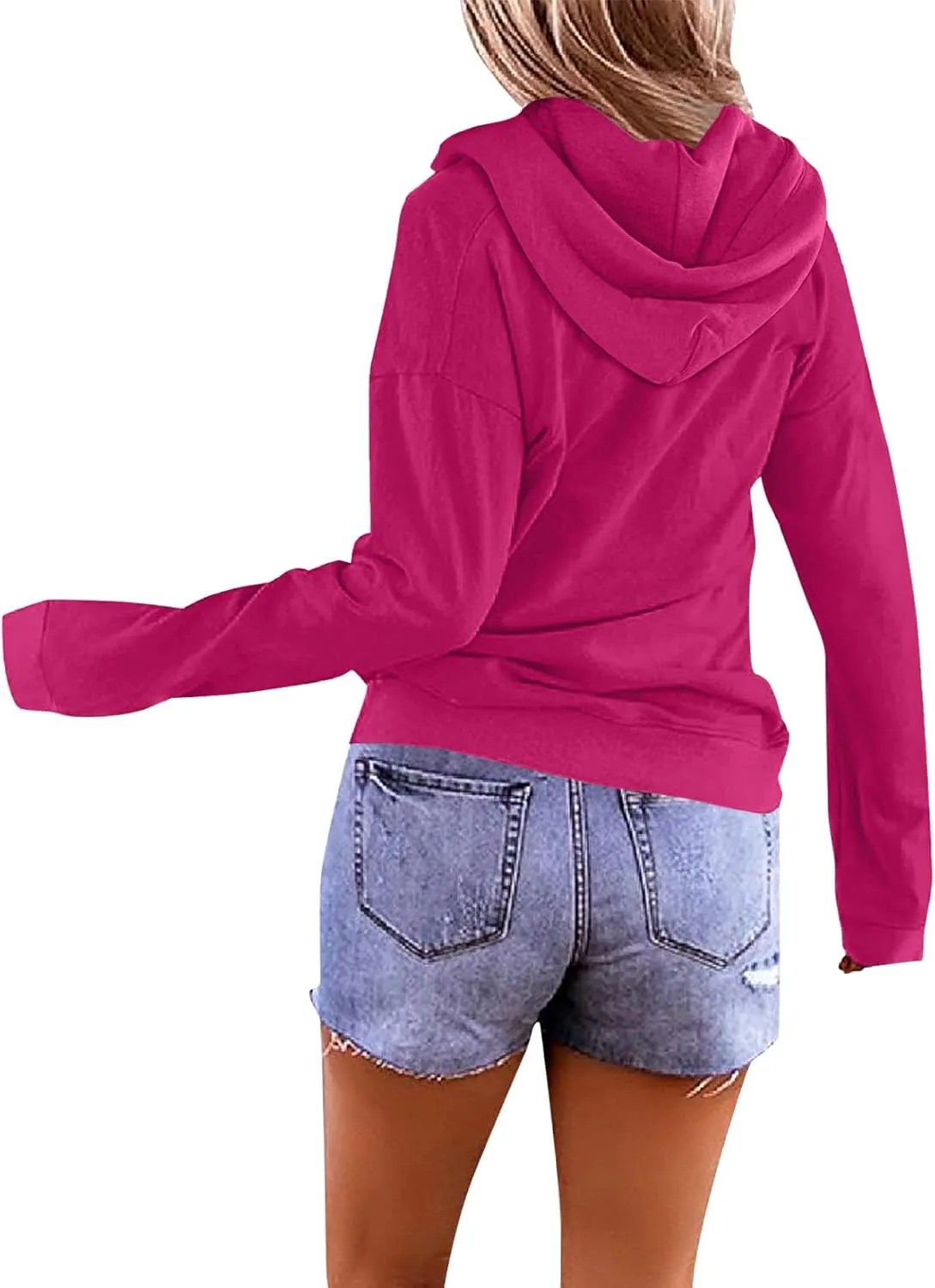 PGANDS Women's Long Sleeve Fleece Lined Hoodies Half Zip Collar Zipper Loose Hooded Sweatshirts