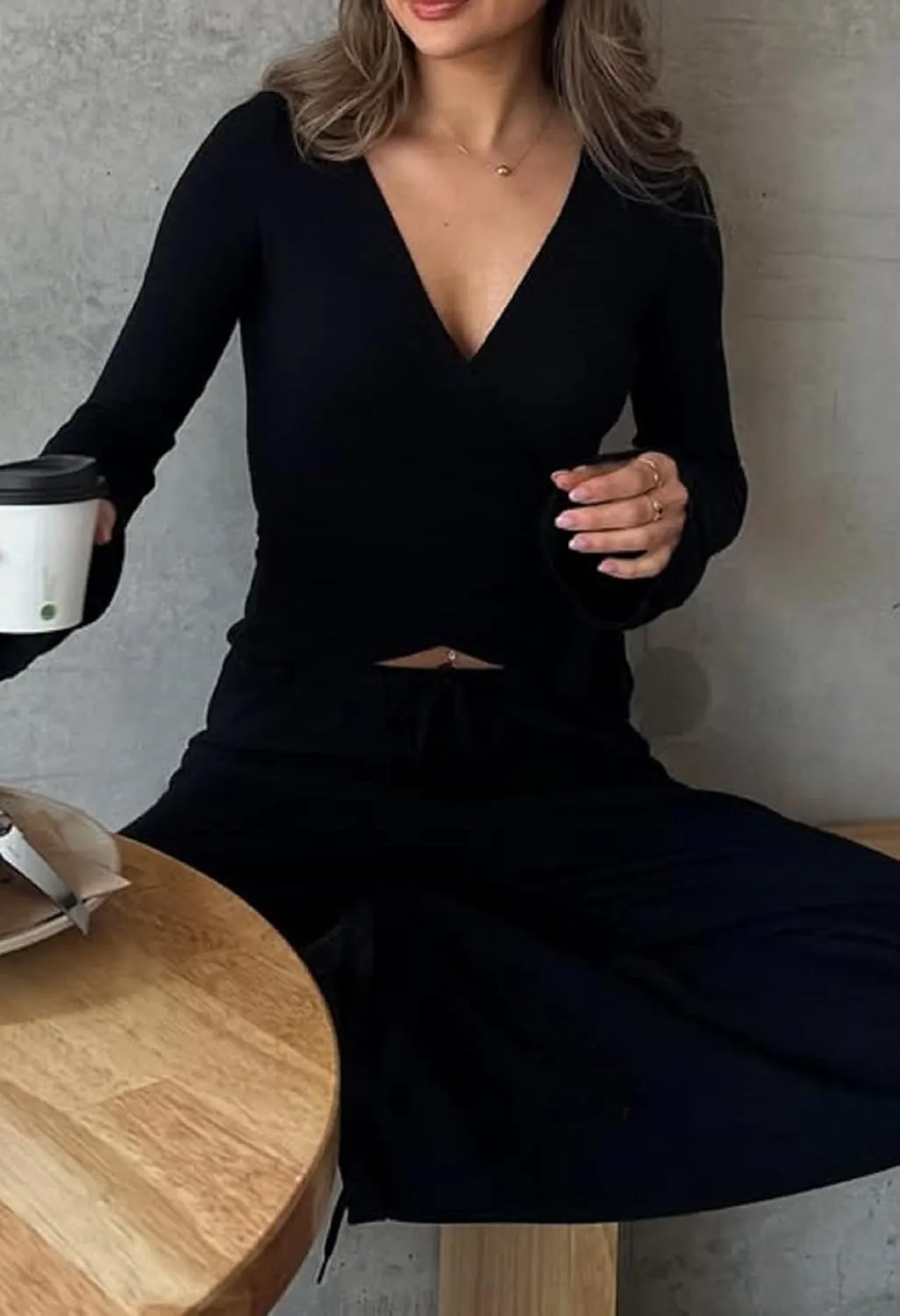 Pilates Ballet Wrap Tops for Women Y2K Long Sleeve Tie Front Yoga Shirts Slim Fit V Neck Bandage Workout Tops