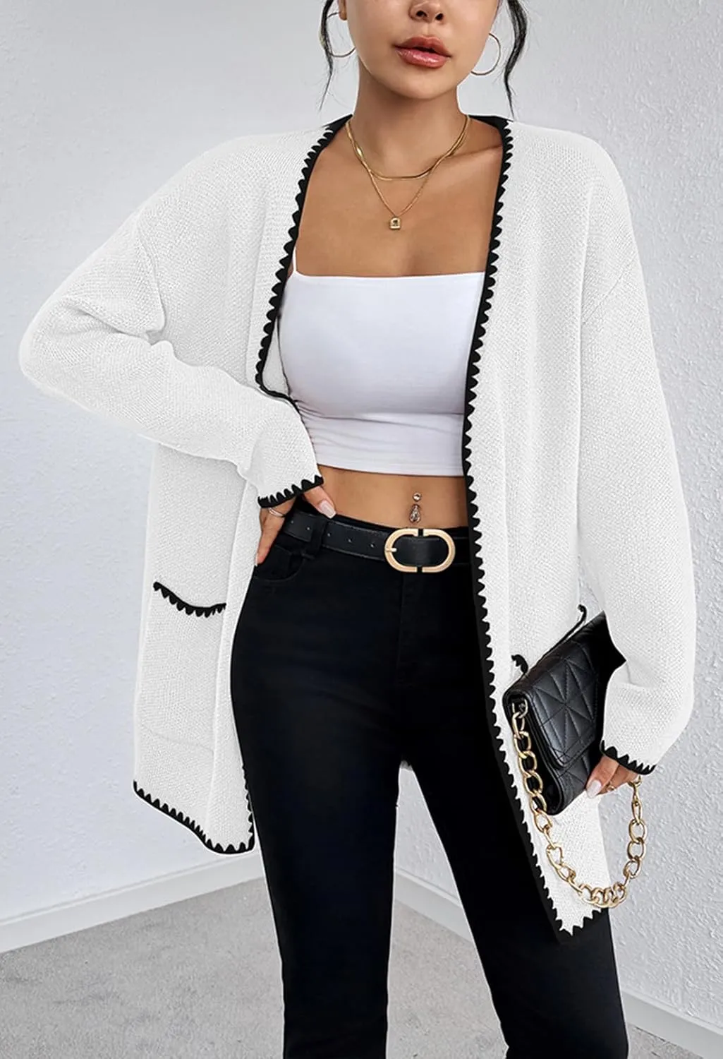 Pink Queen Oversized Long Cardigan for Women Trendy Fall Casual Open Front Long Sleeve Chunky Sweater Coat Outerwear