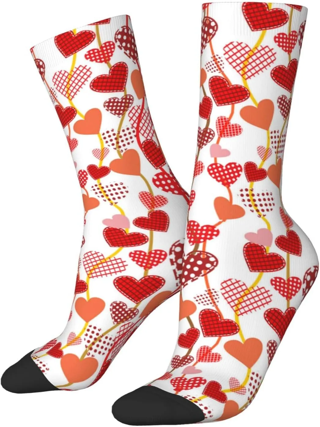 Pink Valentine's Day Socks Women Men's Fun Dress Socks Hearts Pattern Novelty Crew Socks