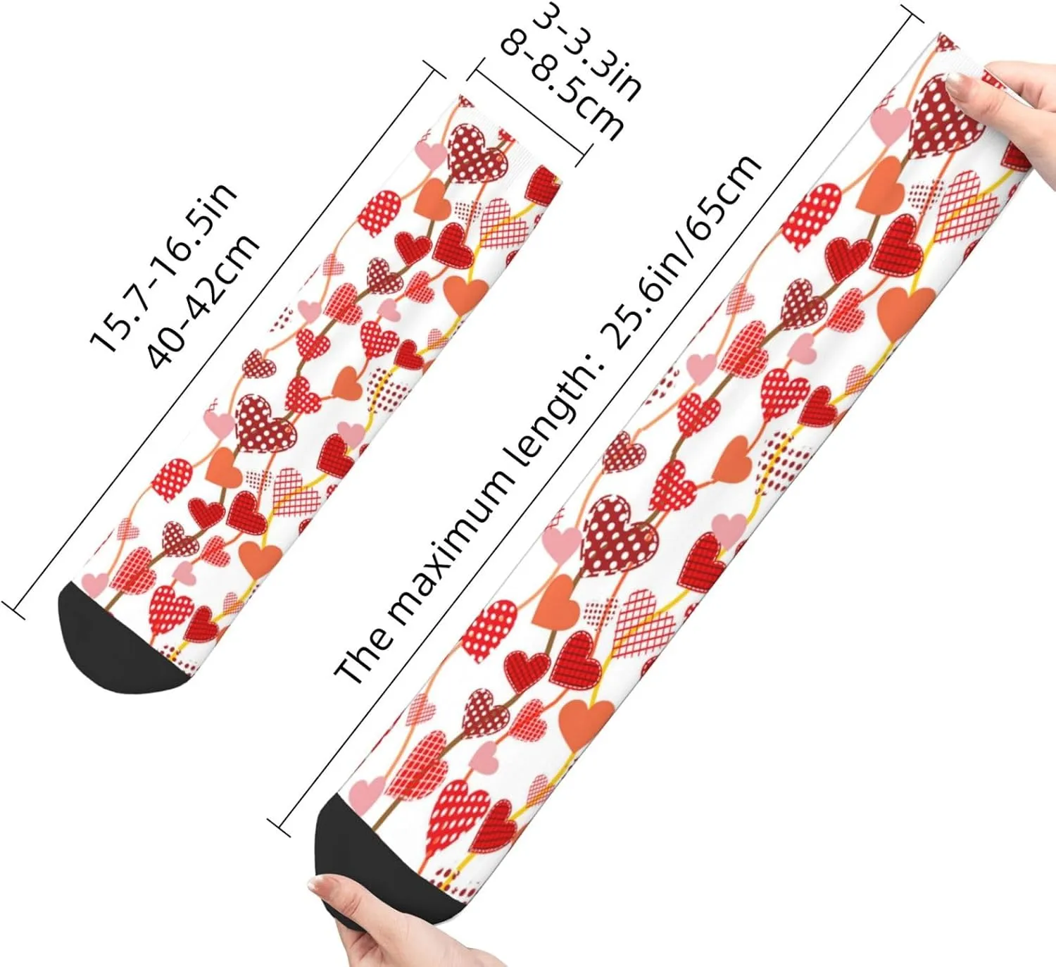 Pink Valentine's Day Socks Women Men's Fun Dress Socks Hearts Pattern Novelty Crew Socks