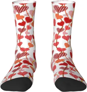 Pink Valentine's Day Socks Women Men's Fun Dress Socks Hearts Pattern Novelty Crew Socks