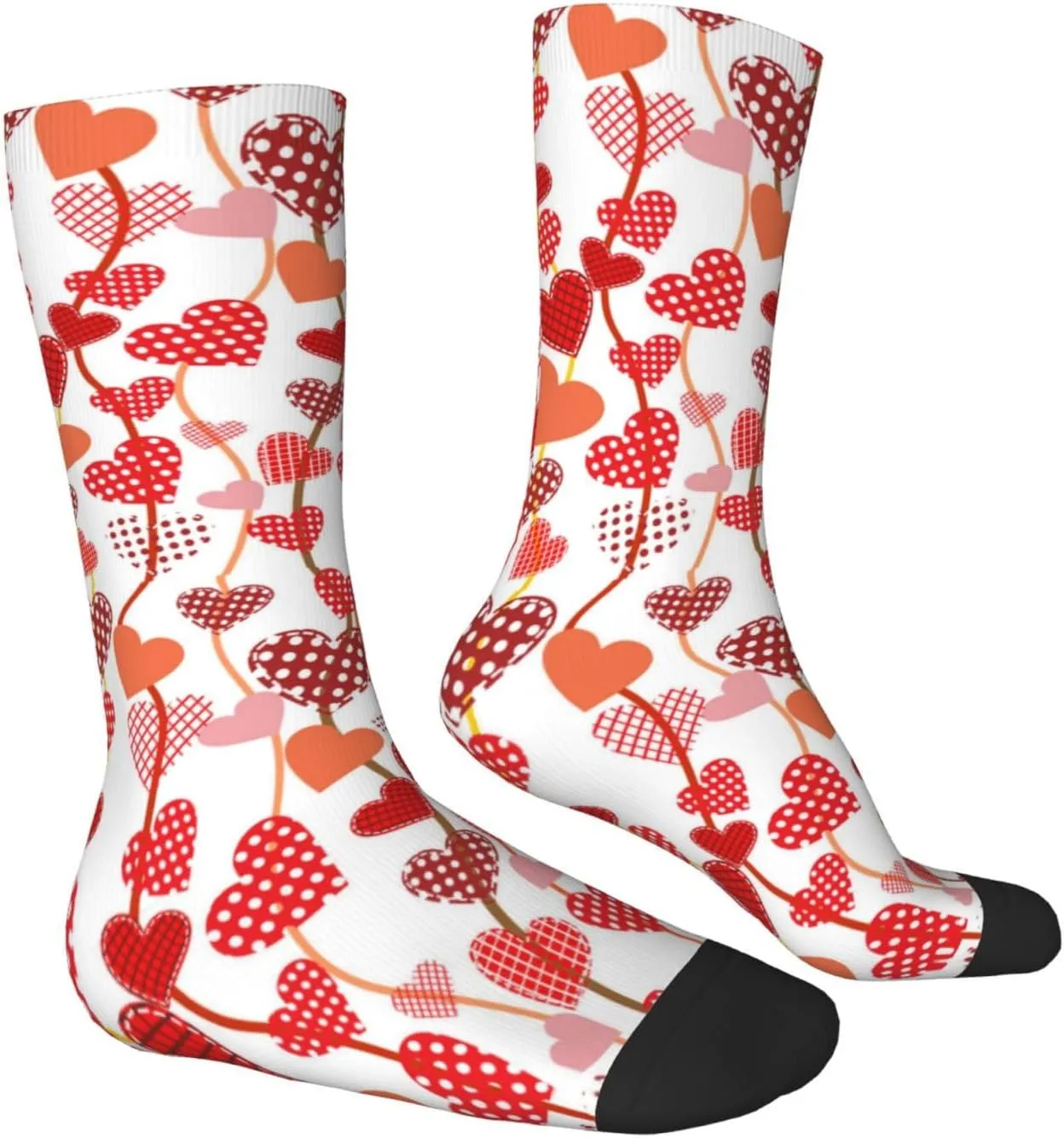 Pink Valentine's Day Socks Women Men's Fun Dress Socks Hearts Pattern Novelty Crew Socks