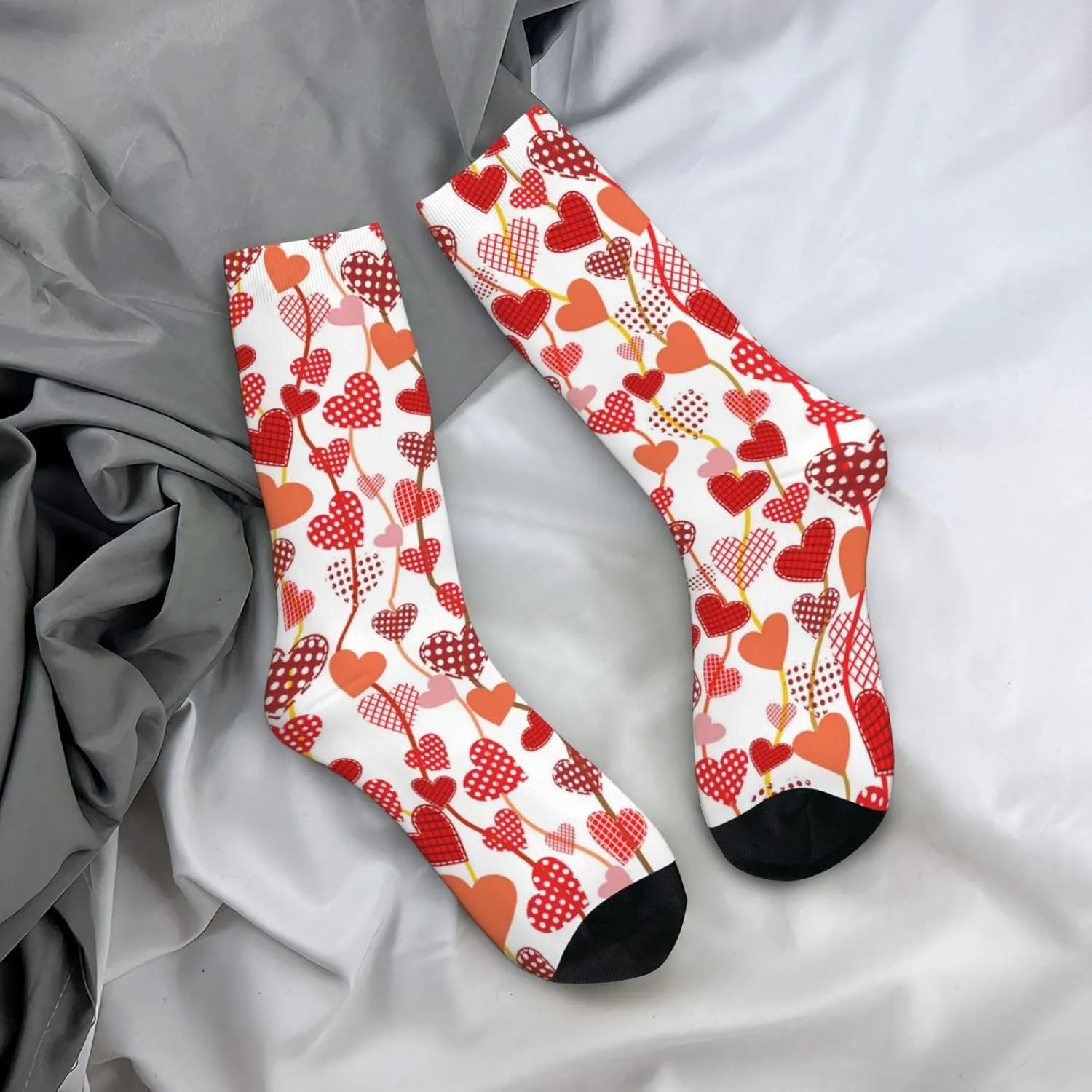 Pink Valentine's Day Socks Women Men's Fun Dress Socks Hearts Pattern Novelty Crew Socks